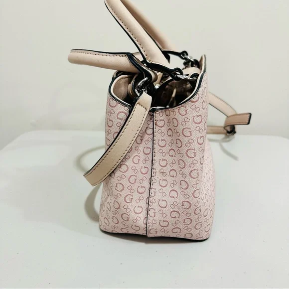 GUESS Light Pink Logo‎ Satchel Handbag W/ Removable Crossbody Strap Faux Leather - Picture 6 of 12